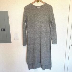 STEFANEL Italian Design Women's Medium Gray Alpaca Blend Tunic Dress Side Slit